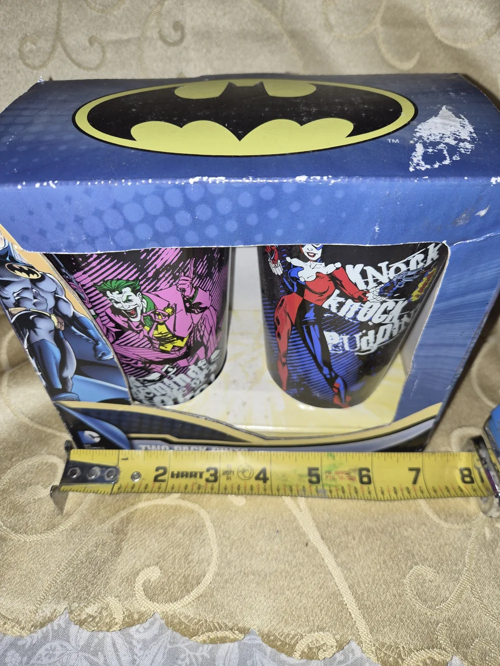 DC Comics Harley Quinn & Joker Two-Pack Pint Glasses - Black, Pink, Blue